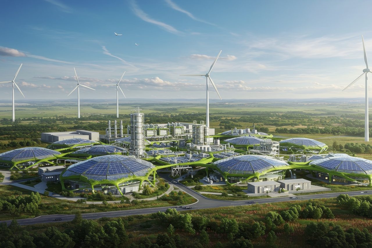 Eco-friendly chemical production, renewable energy integration, sustainable technology, green manufacturing, clean energy future